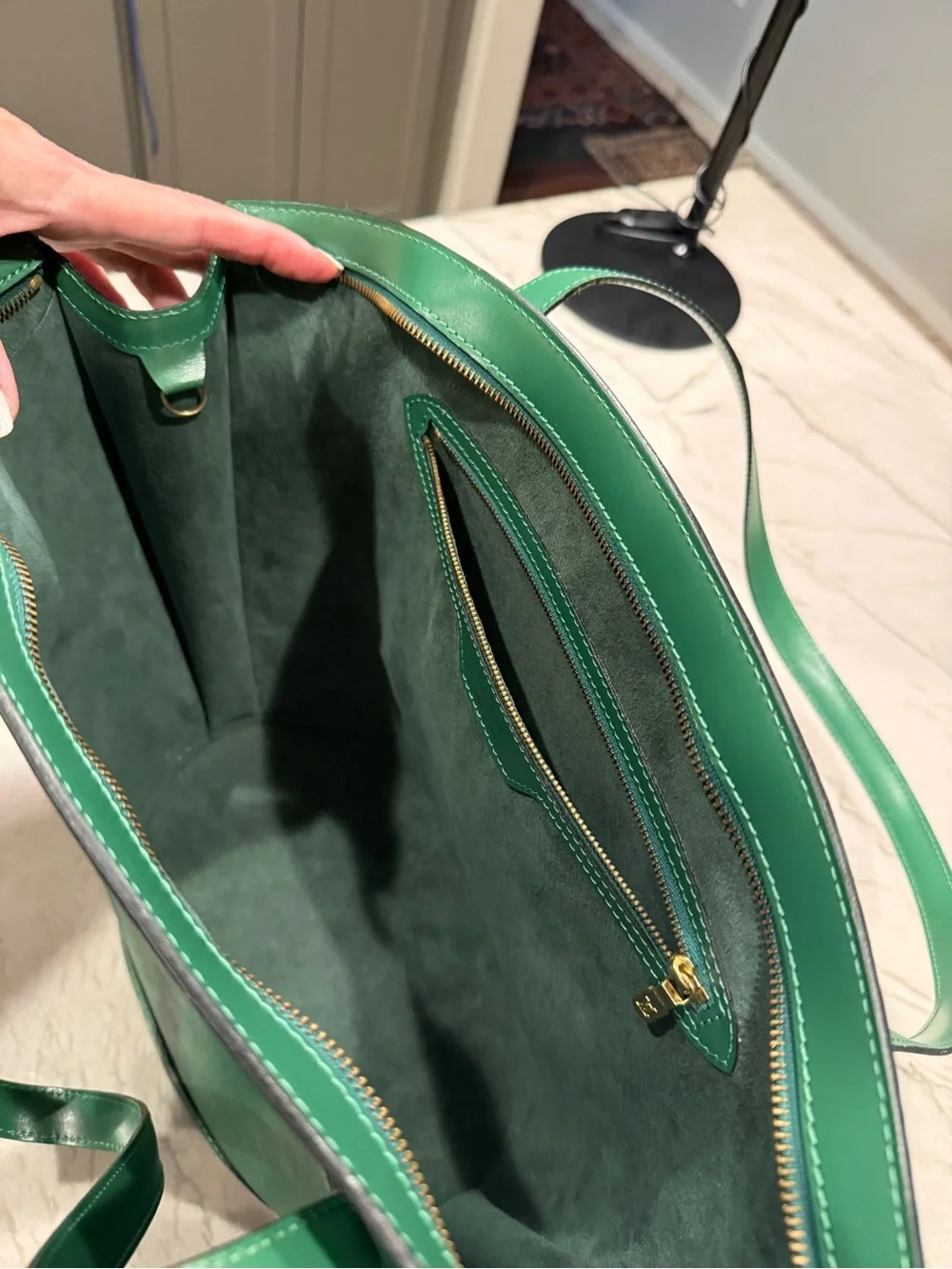 Louis Vuitton Saint Jacques PM Green Epi Leather Tote Shoulder Bag Authentic